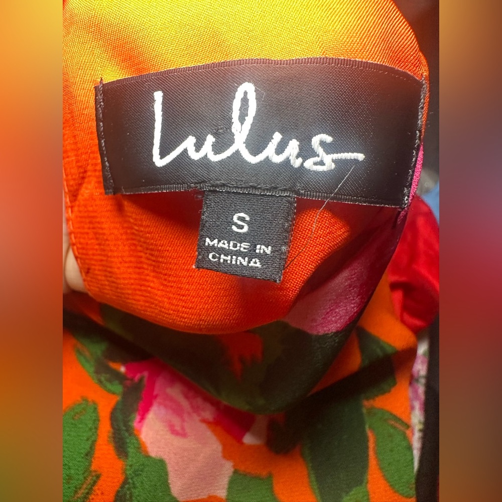 Lulu's Sweetest Song Orange Floral Romper Low V Back Long Sleeve Size S - Picture 14 of 15